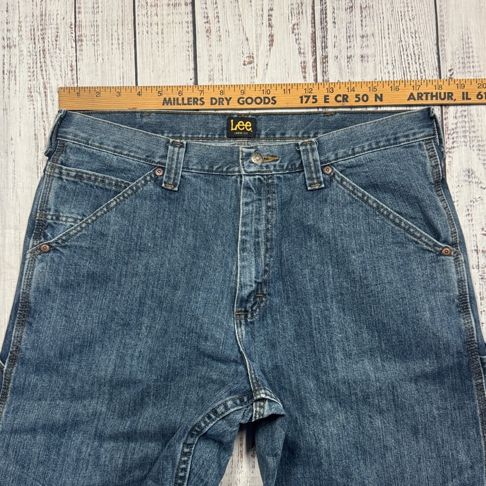LEE LOOSE FIT CARPENTER JEANS MEN'S SIZE 34 X 34 DENIM WORKWEAR - Picture 8 of 16